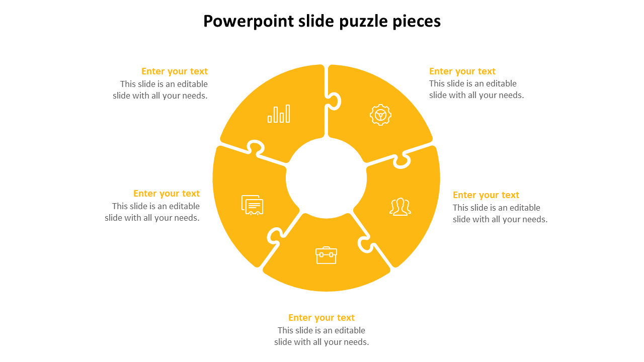 powerpoint slide puzzle pieces-5-yellow